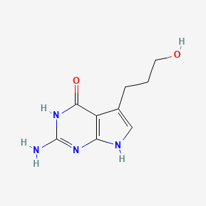 molecular formula C9H12N4O2 B13689272 2-Amino-5-(3-hydroxypropyl)-3H-pyrrolo[2,3-d]pyrimidin-4(7H)-one 