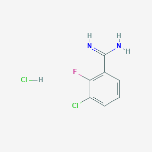 molecular formula C7H7Cl2FN2 B13689321 3-Chloro-2-fluorobenzimidamide hydrochloride 