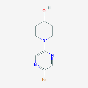 molecular formula C9H12BrN3O B13689363 1-(5-Bromo-2-pyrazinyl)piperidin-4-ol 