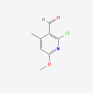 molecular formula C8H8ClNO2 B13689390 2-Chloro-6-methoxy-4-methylnicotinaldehyde 