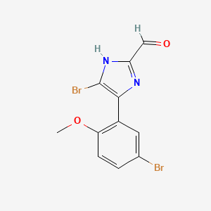 molecular formula C11H8Br2N2O2 B13689396 5-Bromo-4-(5-bromo-2-methoxyphenyl)imidazole-2-carbaldehyde 