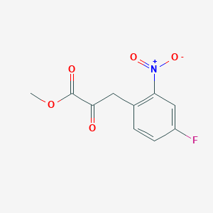 molecular formula C10H8FNO5 B13689419 Methyl 3-(4-fluoro-2-nitrophenyl)-2-oxopropanoate 