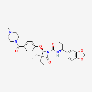 molecular formula C31H40N4O6 B1368967 (2R)-2-[4-[(4-Methyl-1-piperazinyl)carbonyl]phenoxy]-3,3-diethyl-N-[(1S)-1-[3,4-(methylenedioxy)phenyl]butyl]-4-oxo-1-azetidinecarboxamide 