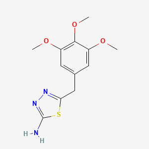 molecular formula C12H15N3O3S B13689937 5-[(3,4,5-Trimethoxyphenyl)methyl]-1,3,4-thiadiazol-2-amine CAS No. 88742-92-1