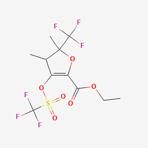 molecular formula C11H12F6O6S B13690001 Ethyl (4R,5R)-4,5-Dimethyl-5-(trifluoromethyl)-3-[[(trifluoromethyl)sulfonyl]oxy]-4,5-dihydrofuran-2-carboxylate 