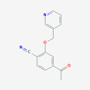 molecular formula C15H12N2O2 B13690100 4-Acetyl-2-(3-pyridylmethoxy)benzonitrile 