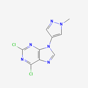 molecular formula C9H6Cl2N6 B13690118 2,6-Dichloro-9-(1-methyl-1H-pyrazol-4-yl)-9H-purine 