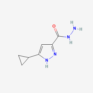 molecular formula C7H10N4O B1369012 5-cyclopropyl-1H-pyrazole-3-carbohydrazide CAS No. 395653-63-1
