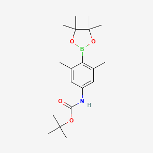 molecular formula C19H30BNO4 B13690164 tert-Butyl (3,5-dimethyl-4-(4,4,5,5-tetramethyl-1,3,2-dioxaborolan-2-yl)phenyl)carbamate 