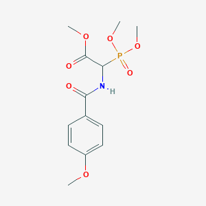 molecular formula C13H18NO7P B13690377 Methyl 2-(Dimethoxyphosphoryl)-2-(4-methoxybenzamido)acetate 