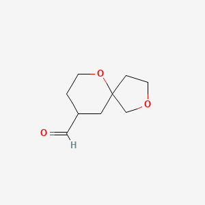 molecular formula C9H14O3 B13690511 2,6-Dioxaspiro[4.5]decane-9-carbaldehyde 