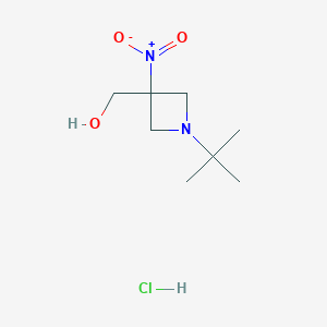 molecular formula C8H17ClN2O3 B13690659 N-tert-butyl-3-hydroxymethyl-3-nitroazetidine hydrochloride 