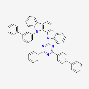 molecular formula C51H33N5 B13690843 11-(3-Biphenylyl)-12-[4-(4-biphenylyl)-6-phenyl-1,3,5-triazin-2-yl]-11,12-dihydroindolo[2,3-a]carbazole 