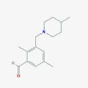 molecular formula C16H23NO B1369097 2,5-二甲基-3-((4-甲基哌啶-1-基)甲基)苯甲醛 CAS No. 894213-77-5