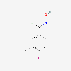 molecular formula C8H7ClFNO B13691073 4-Fluoro-N-hydroxy-3-methylbenzimidoyl Chloride 