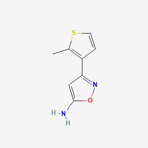 molecular formula C8H8N2OS B13691105 3-(2-Methylthiophen-3-yl)isoxazol-5-amine 