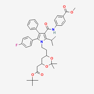 molecular formula C42H49FN2O7 B13691222 Methyl 4-[1-[2-[(4R,6R)-6-[2-(tert-Butoxy)-2-oxoethyl]-2,2-dimethyl-1,3-dioxan-4-yl]ethyl]-5-(4-fluorophenyl)-2-isopropyl-4-phenyl-1H-pyrrole-3-carboxamido]benzoate 