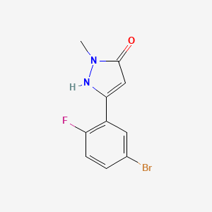 molecular formula C10H8BrFN2O B13691386 3-(5-Bromo-2-fluorophenyl)-1-methyl-1H-pyrazol-5-ol 