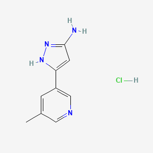 molecular formula C9H11ClN4 B13691441 3-Amino-5-(5-methyl-3-pyridyl)pyrazole Hydrochloride 