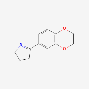 molecular formula C12H13NO2 B13691504 5-(2,3-Dihydrobenzo[b][1,4]dioxin-6-yl)-3,4-dihydro-2H-pyrrole 