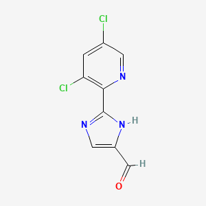 molecular formula C9H5Cl2N3O B13691541 2-(3,5-Dichloro-2-pyridyl)imidazole-5-carbaldehyde 