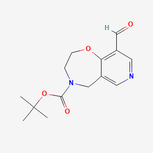 molecular formula C14H18N2O4 B13691664 4-Boc-2,3,4,5-tetrahydropyrido[3,4-f][1,4]oxazepine-9-carbaldehyde 