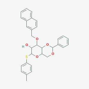 molecular formula C31H30O5S B13691672 (2R,4aR,6R,7S,8R,8aR)-8-(2-Naphthylmethoxy)-2-phenyl-6-(p-tolylthio)hexahydropyrano[3,2-d][1,3]dioxin-7-ol 