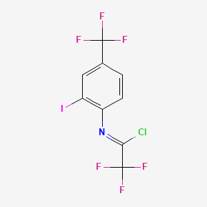 molecular formula C9H3ClF6IN B13691708 2,2,2-Trifluoro-N-[2-iodo-4-(trifluoromethyl)phenyl]acetimidoyl Chloride 