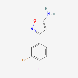 molecular formula C9H6BrIN2O B13692012 3-(3-Bromo-4-iodophenyl)isoxazol-5-amine 