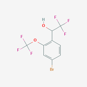 molecular formula C9H5BrF6O2 B13692181 4-Bromo-2-(trifluoromethoxy)-alpha-(trifluoromethyl)benzyl Alcohol 