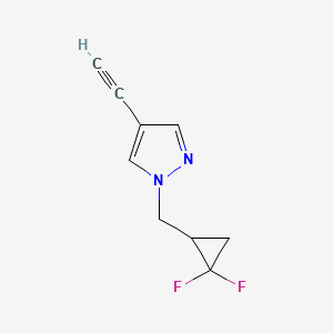 molecular formula C9H8F2N2 B13692200 1-[(2,2-Difluorocyclopropyl)methyl]-4-ethynylpyrazole 