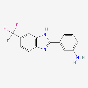 molecular formula C14H10F3N3 B13692358 3-[6-(Trifluoromethyl)-2-benzimidazolyl]aniline 