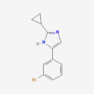 molecular formula C12H11BrN2 B13692368 4-(3-bromophenyl)-2-cyclopropyl-1H-imidazole 