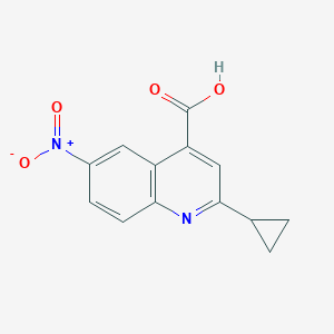 molecular formula C13H10N2O4 B13692436 2-Cyclopropyl-6-nitroquinoline-4-carboxylic acid 