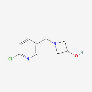 molecular formula C9H11ClN2O B13692443 1-[(6-Chloro-3-pyridyl)methyl]-3-azetidinol 