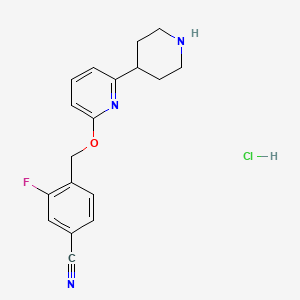 3-Fluoro-4-({[6-(piperidin-4-yl)pyridin-2-yl]oxy}methyl)benzonitrile hydrochloride