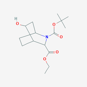 molecular formula C15H25NO5 B13692606 O2-tert-butyl O3-ethyl 5-hydroxy-2-azabicyclo[2.2.2]octane-2,3-dicarboxylate 