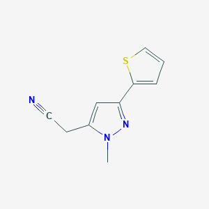 2-(1-methyl-3-(thiophen-2-yl)-1H-pyrazol-5-yl)acetonitrile