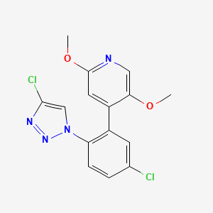 molecular formula C15H12Cl2N4O2 B13692641 4-[5-Chloro-2-(4-chloro-1H-1,2,3-triazol-1-yl)phenyl]-2,5-dimethoxypyridine 