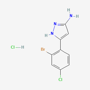 molecular formula C9H8BrCl2N3 B13692662 3-Amino-5-(2-bromo-4-chlorophenyl)pyrazole Hydrochloride 