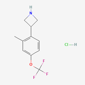 molecular formula C11H13ClF3NO B13692719 3-(2-Methyl-4-(trifluoromethoxy)phenyl)azetidine hydrochloride 