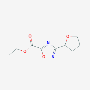 molecular formula C9H12N2O4 B13692730 Ethyl 3-(tetrahydrofuran-2-yl)-1,2,4-oxadiazole-5-carboxylate 