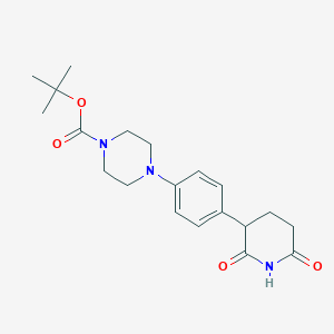 molecular formula C20H27N3O4 B13692768 3-[4-(4-Boc-1-piperazinyl)phenyl]piperidine-2,6-dione 