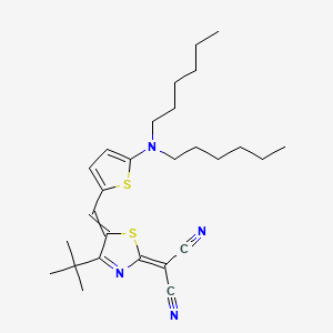 molecular formula C27H38N4S2 B13692875 (Z)-2-[4-(tert-Butyl)-5-[[5-(dihexylamino)thiophen-2-yl]methylene]thiazol-2(5H)-ylidene]malononitrile 