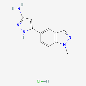 molecular formula C11H12ClN5 B13692946 3-Amino-5-(1-methyl-5-indazolyl)pyrazole Hydrochloride 