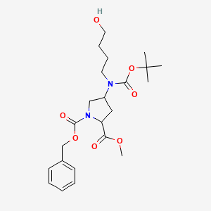 molecular formula C23H34N2O7 B13692959 Methyl 1-Cbz-4-[Boc(4-hydroxybutyl)amino]pyrrolidine-2-carboxylate 