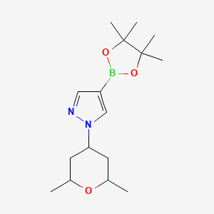 molecular formula C16H27BN2O3 B13692989 1-(2,6-Dimethyltetrahydro-2H-pyran-4-yl)pyrazole-4-boronic Acid Pinacol Aster 