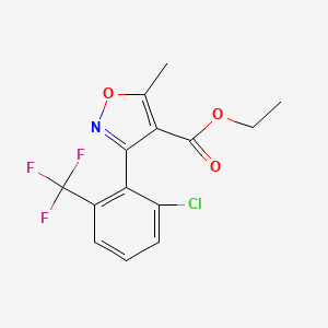 molecular formula C14H11ClF3NO3 B13693053 Ethyl 3-[2-Chloro-6-(trifluoromethyl)phenyl]-5-methylisoxazole-4-carboxylate 