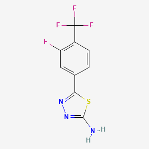 molecular formula C9H5F4N3S B13693319 2-Amino-5-[3-fluoro-4-(trifluoromethyl)phenyl]-1,3,4-thiadiazole 