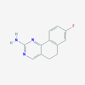 molecular formula C12H10FN3 B13693426 2-Amino-8-fluoro-5,6-dihydrobenzo[h]quinazoline 